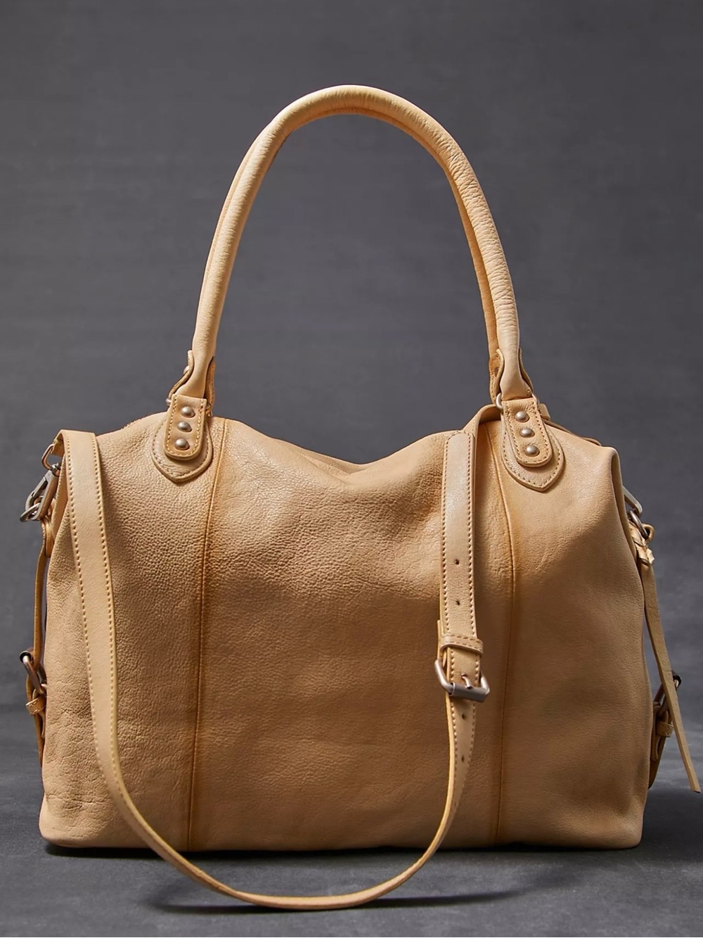 Free People Emerson Large Leather Tote Bag Tan Boho Slouchy Purse We The Free - Picture 4 of 9